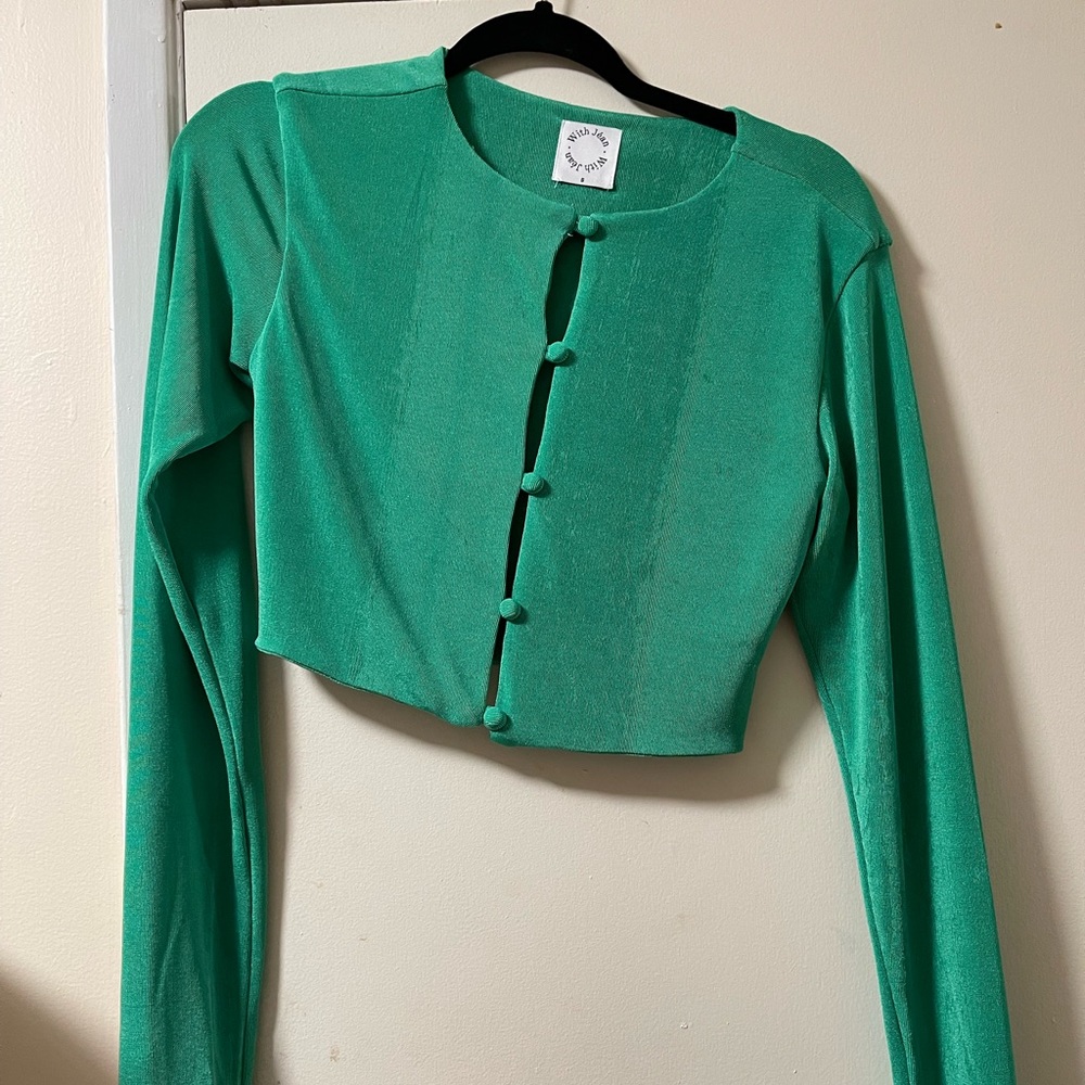 Green with Jean cardigan size small
